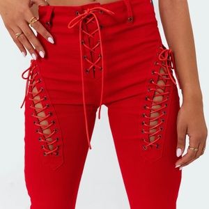 Edikted flare engine jeans red